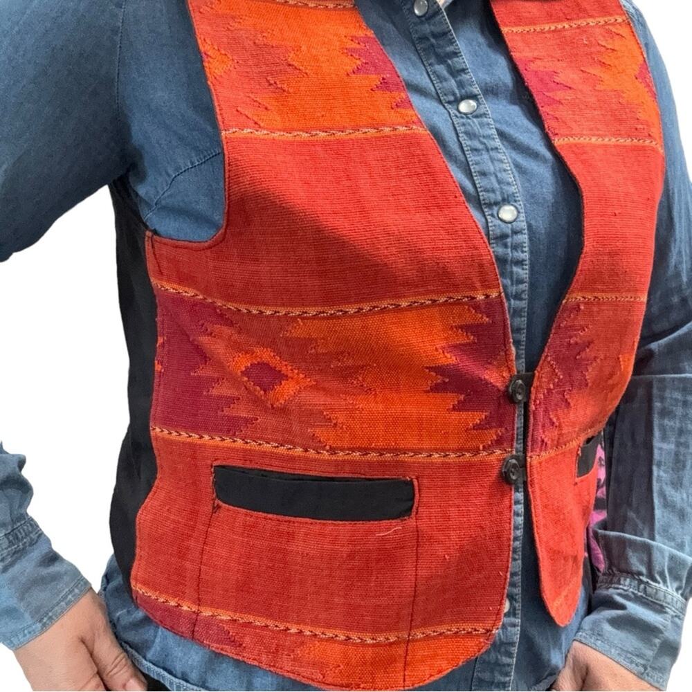 Western Vintage Large Vest Native Indian Woven Medicine Man’s Eye - Picture 7 of 16